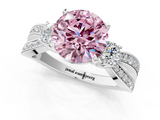 White gold Three-Stone Fancy Pink Round  Cut Diamond Twist Band with Prong Setting_1