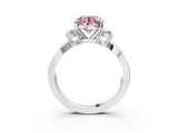 White gold Three-Stone Fancy Pink Round  Cut Diamond Twist Band with Prong Setting_3