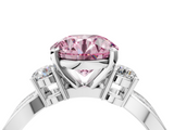 White gold Three-Stone Fancy Pink Round  Cut Diamond Twist Band with Prong Setting_4