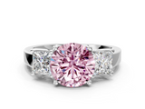 White gold Three-Stone Fancy Pink Round  Cut Solitaire Ring with Prong Setting_3