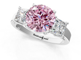 White gold Three-Stone Fancy Pink Round  Cut Solitaire Ring with Prong Setting_4