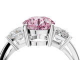 White gold Three-Stone Fancy Pink Round  Cut Solitaire Ring with Prong Setting_7