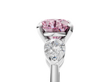 White gold Three-Stone Fancy Pink Round  Diamond Ring with Pear Side Stones in Four-Prong Setting_5