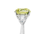 White gold Three-Stone Fancy Yellow Asscher Cut Brilliant Diamond Solitaire Ring with Tapered Band and Four-Prong Setting_36