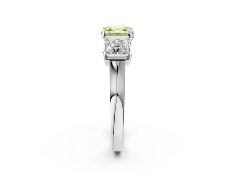 White gold Three-Stone Fancy Yellow Asscher Cut Brilliant Diamond Trellis Ring with Comfort Fit Band_14