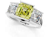 White gold Three Stone Fancy Yellow Asscher Cut Cut Channel Set Diamond Ring_25