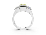 White gold Three Stone Fancy Yellow Asscher Cut Cut Channel Set Diamond Ring_27