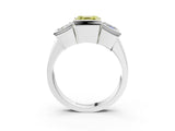 White gold Three Stone Fancy Yellow Asscher Cut Cut Channel Set Diamond Ring_39