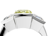 White gold Three Stone Fancy Yellow Asscher Cut Cut Channel Set Diamond Ring_40