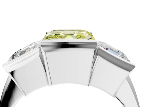 White gold Three Stone Fancy Yellow Asscher Cut Cut Channel Set Diamond Ring_40
