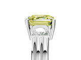White gold Three-Stone Fancy Yellow Asscher Cut Cut Classic Band Prong Setting Ring_5
