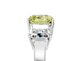 White gold Three-Stone Fancy Yellow Asscher Cut Cut Diamond Engagement Ring with Flat Band and Four-Prong Setting_17