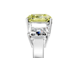 White gold Three-Stone Fancy Yellow Asscher Cut Cut Diamond Engagement Ring with Flat Band and Four-Prong Setting_17