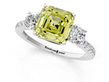 White gold Three-Stone Fancy Yellow Asscher Cut Cut Diamond Pavé Band with Prong Setting_38