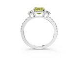 White gold Three-Stone Fancy Yellow Asscher Cut Cut Diamond Pavé Band with Prong Setting_40