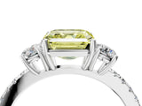 White gold Three-Stone Fancy Yellow Asscher Cut Cut Diamond Pavé Band with Prong Setting_43