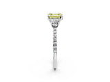 White gold Three-Stone Fancy Yellow Asscher Cut Cut Diamond Pavé Band with Prong Setting_51