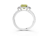 White gold Three-Stone Fancy Yellow Asscher Cut Cut Diamond Pavé Band with Prong Setting_54
