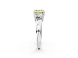 White gold Three-Stone Fancy Yellow Asscher Cut Cut Diamond Ring with Channel Set Band and Four-Prong Setting_14
