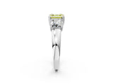 White gold Three-Stone Fancy Yellow Asscher Cut Cut Diamond Ring with Channel Set Band and Four-Prong Setting_14