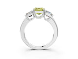 White gold Three-Stone Fancy Yellow Asscher Cut Cut Diamond Ring with Channel Set Band and Four-Prong Setting_15