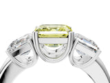White gold Three-Stone Fancy Yellow Asscher Cut Cut Diamond Ring with Channel Set Band and Four-Prong Setting_16