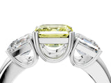 White gold Three-Stone Fancy Yellow Asscher Cut Cut Diamond Ring with Channel Set Band and Four-Prong Setting_16