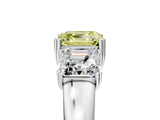White gold Three-Stone Fancy Yellow Asscher Cut Cut Diamond Ring with Channel Set Band and Four-Prong Setting_17