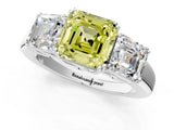 White gold Three-Stone Fancy Yellow Asscher Cut Cut Diamond Ring with Channel Set Band and Four-Prong Setting_37