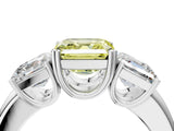 White gold Three-Stone Fancy Yellow Asscher Cut Cut Diamond Ring with Channel Set Band and Four-Prong Setting_40