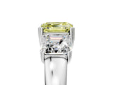 White gold Three-Stone Fancy Yellow Asscher Cut Cut Diamond Ring with Channel Set Band and Four-Prong Setting_41