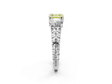 White gold Three-Stone Fancy Yellow Asscher Cut Cut Diamond Ring with Channel-Set Band and Prong Setting_14