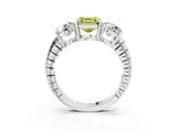 White gold Three-Stone Fancy Yellow Asscher Cut Cut Diamond Ring with Channel-Set Band and Prong Setting_15
