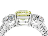 White gold Three-Stone Fancy Yellow Asscher Cut Cut Diamond Ring with Channel-Set Band and Prong Setting_16