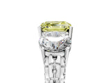 White gold Three-Stone Fancy Yellow Asscher Cut Cut Diamond Ring with Channel-Set Band and Prong Setting_17