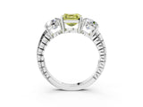 White gold Three-Stone Fancy Yellow Asscher Cut Cut Diamond Ring with Channel-Set Band and Prong Setting_27