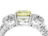 White gold Three-Stone Fancy Yellow Asscher Cut Cut Diamond Ring with Channel-Set Band and Prong Setting_28