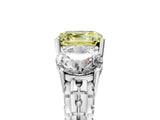White gold Three-Stone Fancy Yellow Asscher Cut Cut Diamond Ring with Channel-Set Band and Prong Setting_29