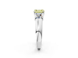 White gold Three-Stone Fancy Yellow Asscher Cut Cut Diamond Ring with Prong Setting and Classic Band_2