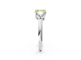 White gold Three-Stone Fancy Yellow Asscher Cut Cut Diamond Ring with Trillion Side Stones and Four-Prong Setting_13