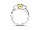 White gold Three-Stone Fancy Yellow Asscher Cut Cut Diamond Ring with Trillion Side Stones and Four-Prong Setting_14