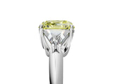 White gold Three-Stone Fancy Yellow Asscher Cut Cut Diamond Ring with Trillion Side Stones and Four-Prong Setting_16