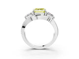 White gold Three-Stone Fancy Yellow Asscher Cut Cut Diamond Split Shank Prong Set Ring_15
