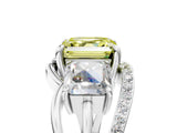White gold Three-Stone Fancy Yellow Asscher Cut Cut Diamond Split Shank Prong Set Ring_17