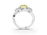 White gold Three-Stone Fancy Yellow Asscher Cut Cut Diamond Split Shank Prong Set Ring_27