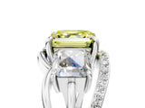 White gold Three-Stone Fancy Yellow Asscher Cut Cut Diamond Split Shank Prong Set Ring_29