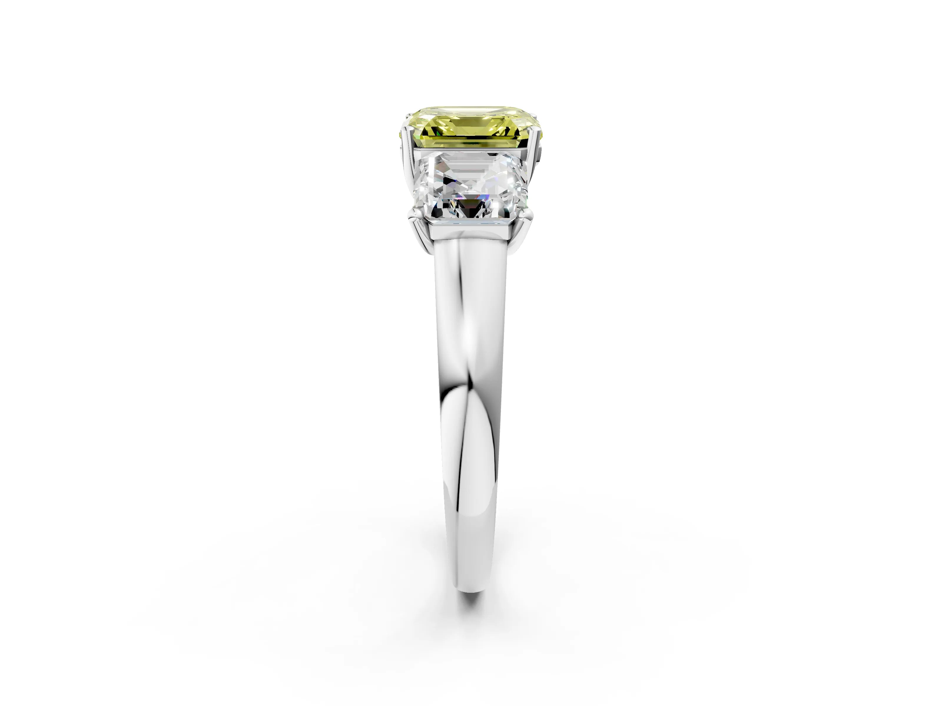 White gold Three-Stone Fancy Yellow Asscher Cut Cut Solitaire Ring with Classic Prong Setting_14