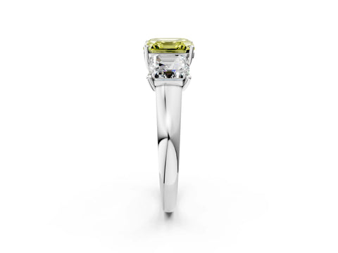 White gold Three-Stone Fancy Yellow Asscher Cut Cut Solitaire Ring with Classic Prong Setting_14