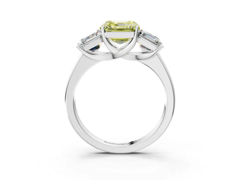 White gold Three-Stone Fancy Yellow Asscher Cut Cut Solitaire Ring with Classic Prong Setting_15