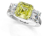 White gold Three-Stone Fancy Yellow Asscher Cut Cut Solitaire Ring with Classic Prong Setting_1